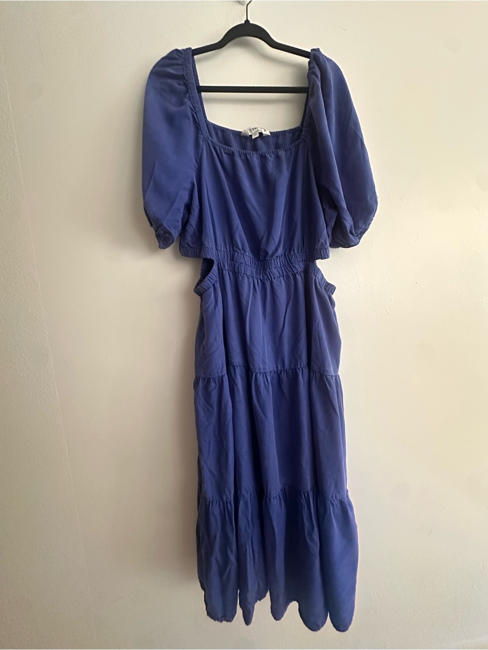 Square-Neck Puff Sleeve Maxi Dress in Periwinkle